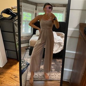 Urban Outfitters Champagne Velvet Jumpsuit